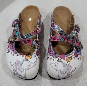 CALCEO women's Size 36/ US 5.5  ELEPHANT PATTERNED CLOGS